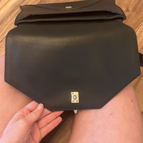 Vintage Givenchy Obsedia Medium Flap Black Pebbled Calfskin Satchel Hand Bag - Picture 12 of 16